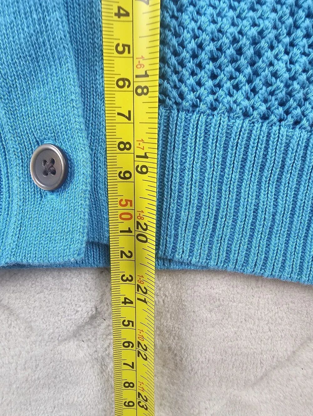 Uniqlo Open Knit Cardigan Sweater Womens Medium Blue Button Up Oversized